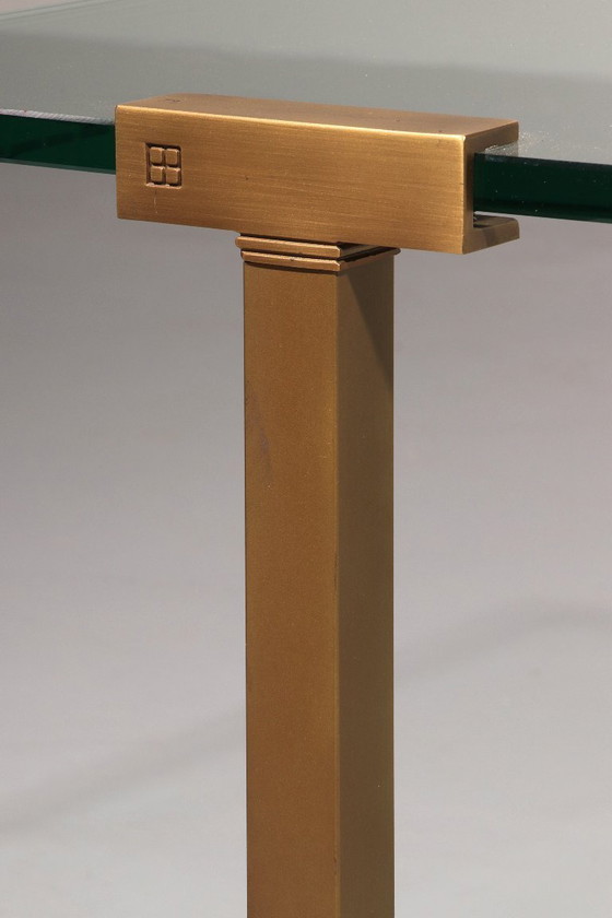 Image 1 of Table de salon en verre et laiton par Peter Ghyczy Modèle T54 1970