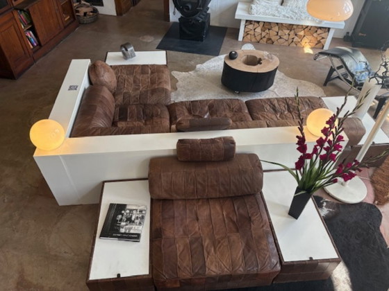 Divano modulare De Sede DS88 – Anni '70 – Pelle patchwork color cognac – Divani modulari, Leather (photo 3 of 12)