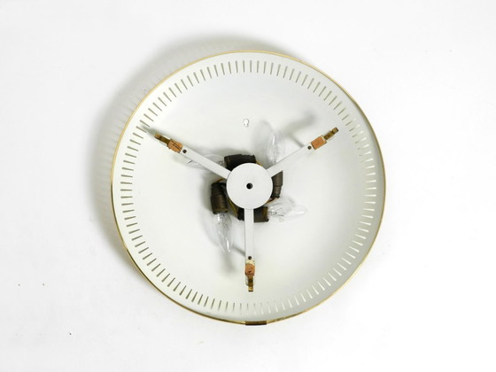 Image 1 of Rare miroir rond illuminé en métal Hillebrand, datant du milieu du XXe siècle (1966).