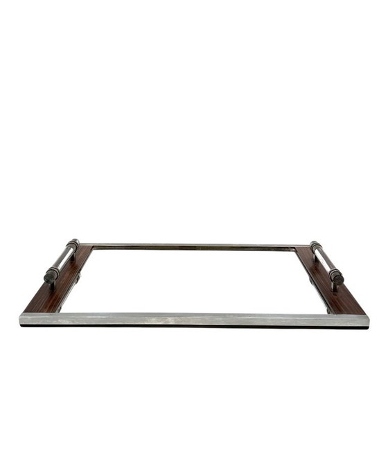 Image 1 of Modernist mirrored tray, in the manner of Jacques Adnet France 1940 /1950