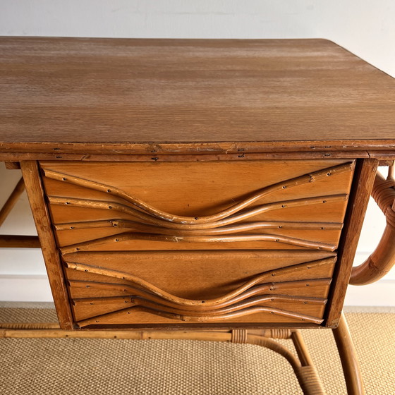 Image 1 of Mid Century Frans Rotan Bamboe Bureau Vintage