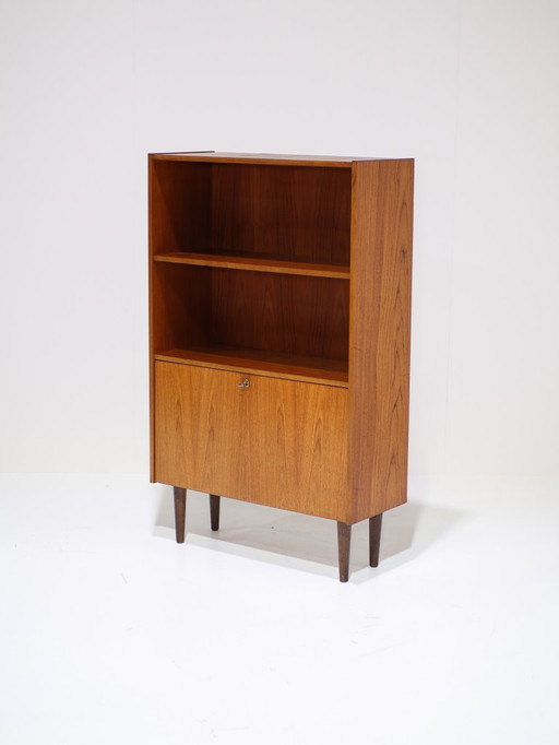 Danish vintage teak bookcase with flap