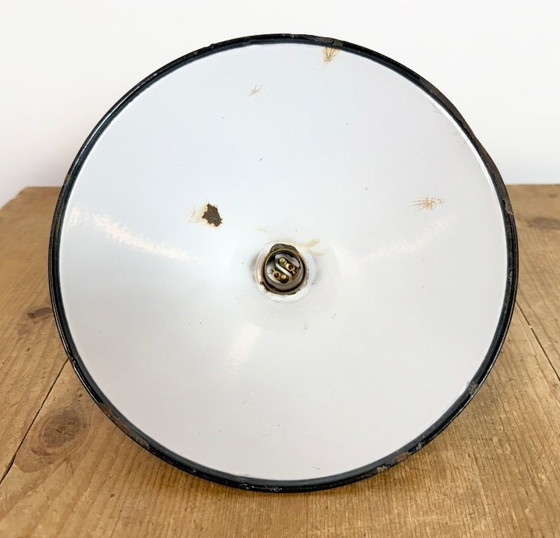 Image 1 of Industriële kobaltblauwe emaille fabriekshanglamp, jaren 1950