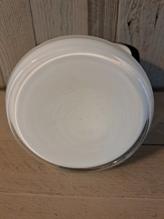 Image 1 of Black and white vase J. Sluczan, Orkusz, Glassworks Tarnowiec, Poland 1980s