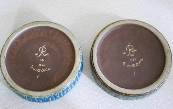 Image 1 of Bols Birka en poterie d'art scandinave par Gunnar Nylund pour Rörstrand, années 1960, set de 2
