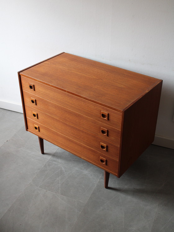 Image 1 of Vintage Danish deep chest of drawers in teak