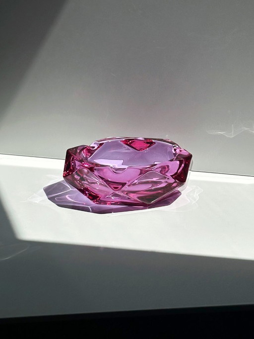Vintage Alexandrite Glass Ashtray Prism 70s Italy Palo Santo Bowl Murano Mid - Century 70s 1970 Neodymium Lilac Diamond