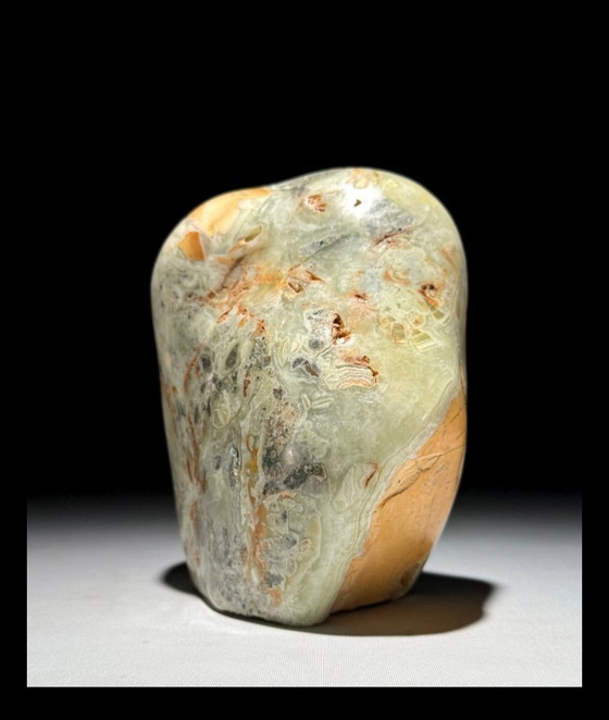 Image 1 of Natuursteen ornament op voet & Natuursteen unieke vorm (Duo)