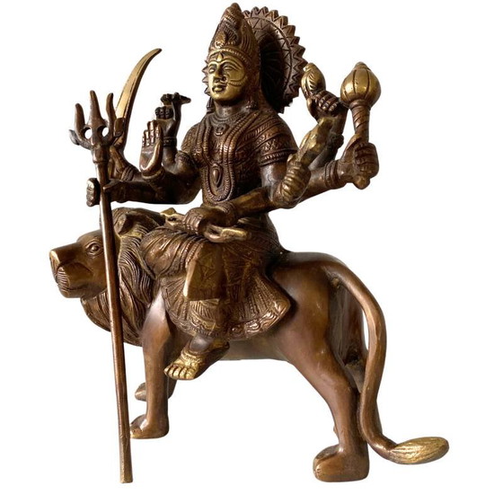 Durga de Bronce sobre León – Antigua Estatua Diosa Hindú – Esculturas, Bronze (photo 3 of 13)