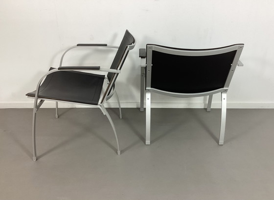 Image 1 of Set Van 2 Vintage Tord Björklund Easy Chairs Stoelen Leer Ikea 