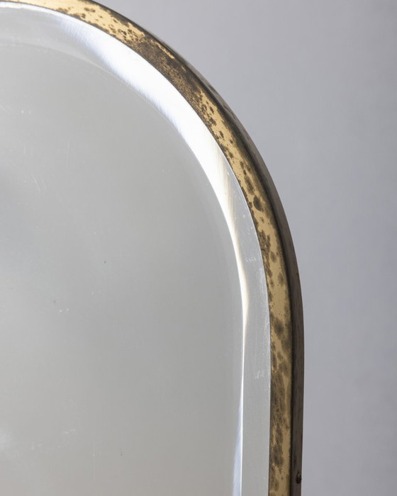 Image 1 of Specchio psiche da terra vintage anni 50 in ottone dorato design Italiano