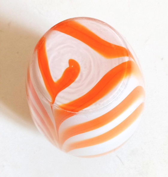 Image 1 of Murano Orange Vase By Carlo Moretti 70's Height 36 cm