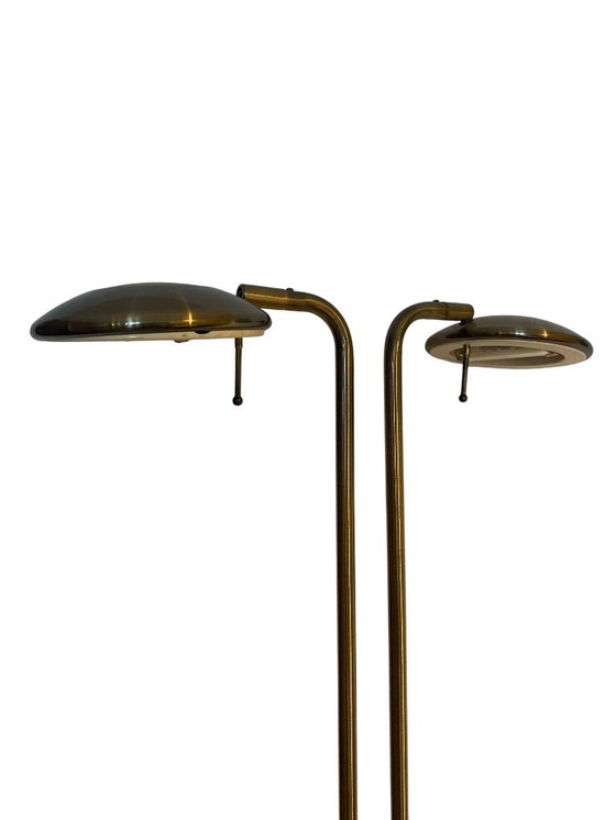 Image 1 of Jan de Bouvrie lampadaire design laiton double spot vintage