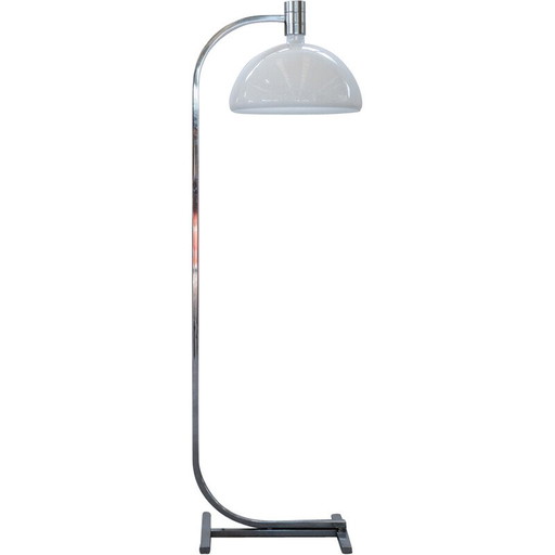 Vintage AM-AS vloerlamp in opaline glas en chroom metaal van Franco Albini voor Sirrah Italia, Italië 1960