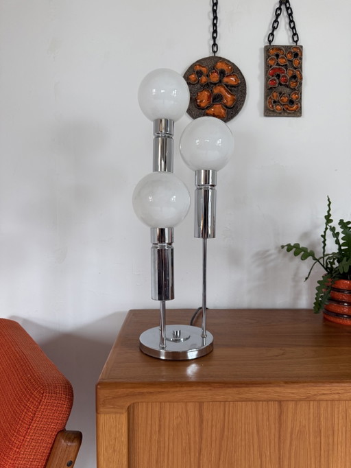 Vintage Globe Table Lamp, Solken Leuchten '70 – tafellampen, Chrome, Glass (photo 2 of 12)