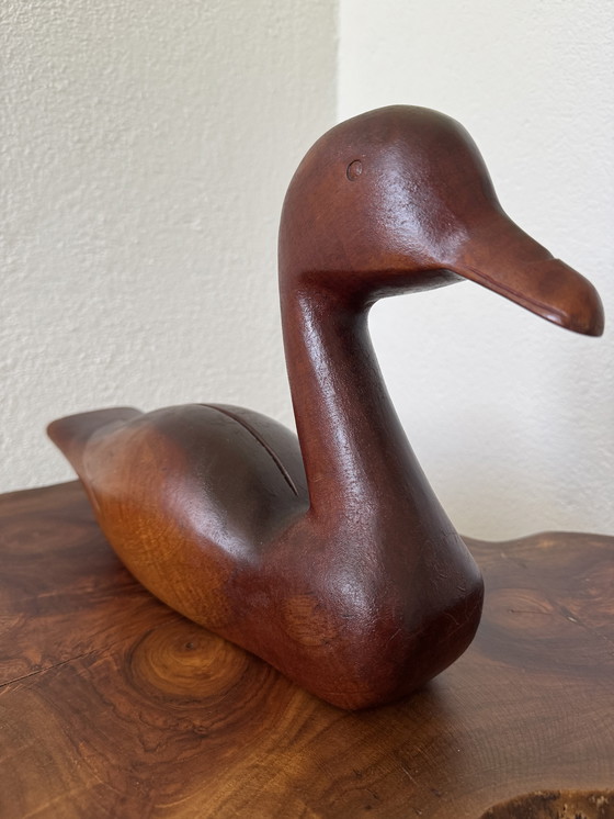 Image 1 of Vintage decoratieve houten eend