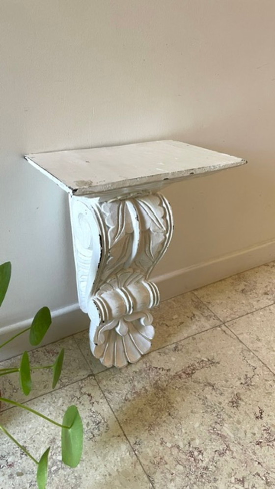Patinated White Wall Console Shelf – Shelving unit, Wood (photo 26 of 35)