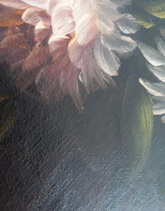 Image 1 of Nature Morte aux Chrysanthèmes – Huile en Impasto signé Jonathan 