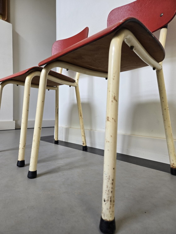 Image 1 of Chaises Brabantia en acier des années 1960, rouge crème noir