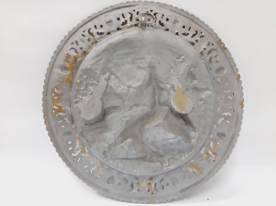 Image 1 of Vintage wandplaquette, jachtscène, ornamenten