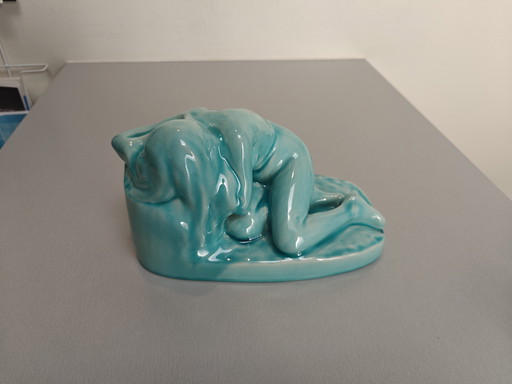 Figura de cerámica Zsolnay turquesa