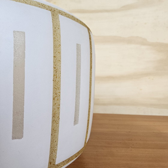 Image 1 of Lampada a sospensione in vetro vintage con dettagli dorati, lampada da soffitto in stile spaziale (con texture/struttura)