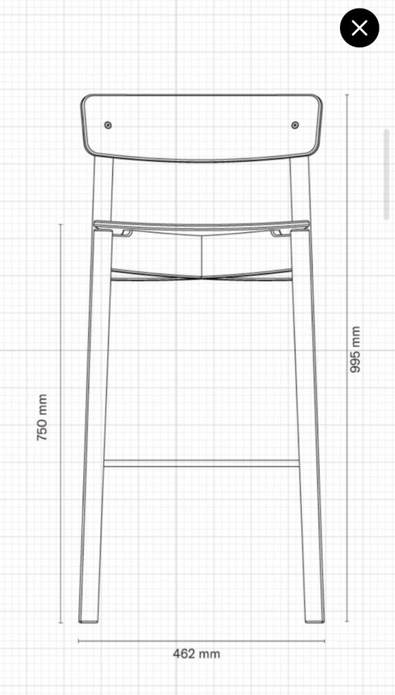 Image 1 of Chaise 2 Takt Cross Bar 75 cm en chêne et cuir