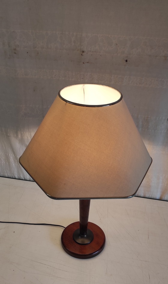 Image 1 of Lampe à poser par Unilux en bois et laiton - mid. XXeme