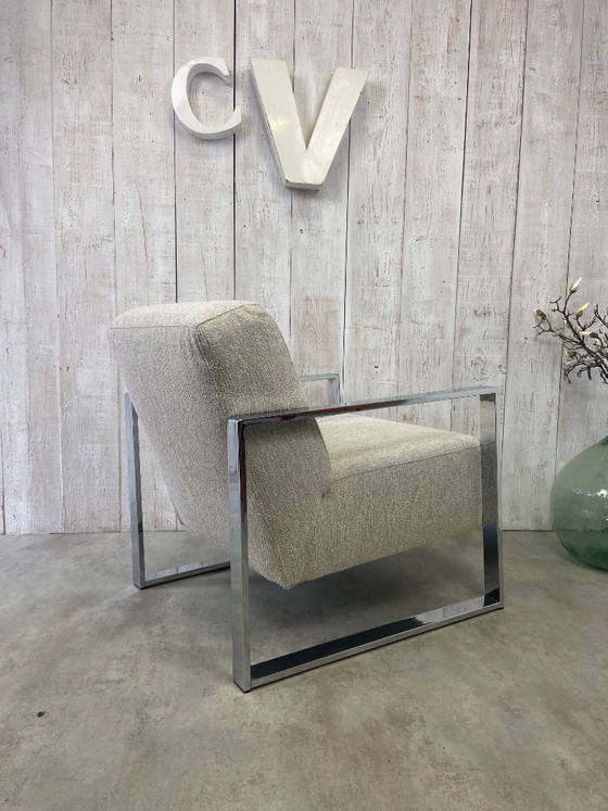 Image 1 of Designfauteuil van verchroomd roestvrij staal