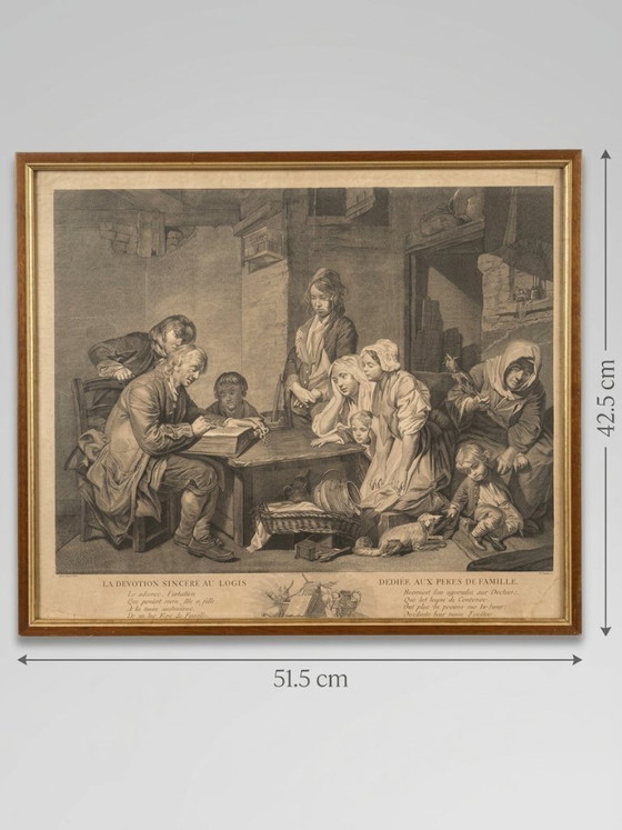 La Dévotion sincère au logis – Incisione da Greuze – 51,5 cm – Litografie e stampe, Paper (photo 12 of 12)
