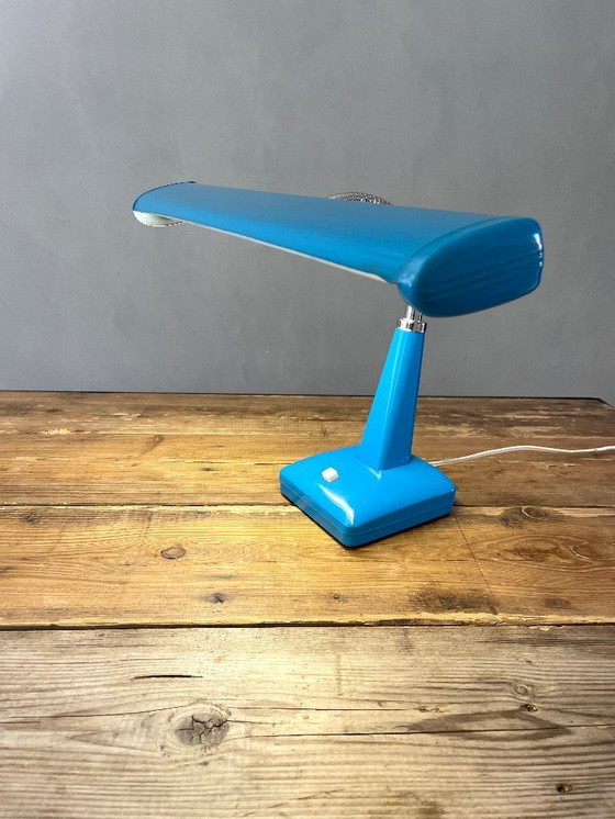 Image 1 of Lampe de bureau Glamor vintage Mid Century bleu vif du Japon