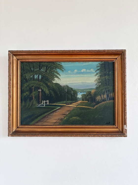 Image 1 of Peinture à l'huile originale vintage représentant un paysage côtier, signée. Art marin.