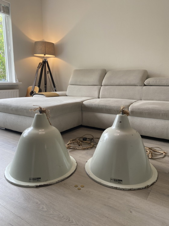 2x Industriële Emaille Hanglampen Ø55 cm - Neef Louis – Other (photo 2 of 6)