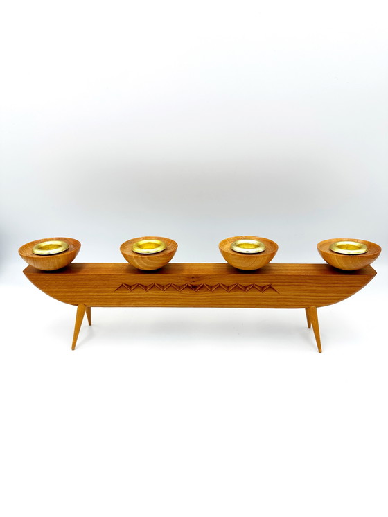 Image 1 of East Germany GDR wooden candlestick