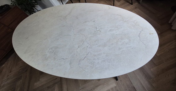 Bodilson design oval dining table beige ceramic top – Metal (photo 3 of 7)