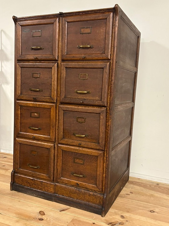 Image 1 of Industriële vintage dubbele archiefkast circa 1925