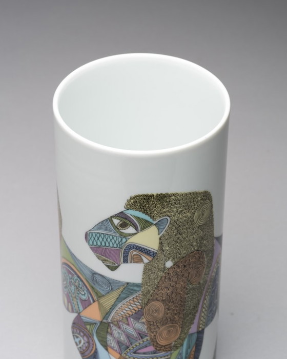 Image 1 of Rosenthal Studio-Line “Lions” Designer Vase Duo Cuno Fischer & Bjørn Wiinblad