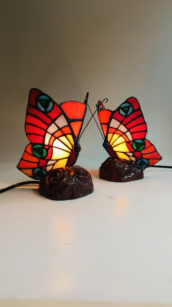 Image 1 of Mabrilux stained glass tiffany style butterfly lamp belgium