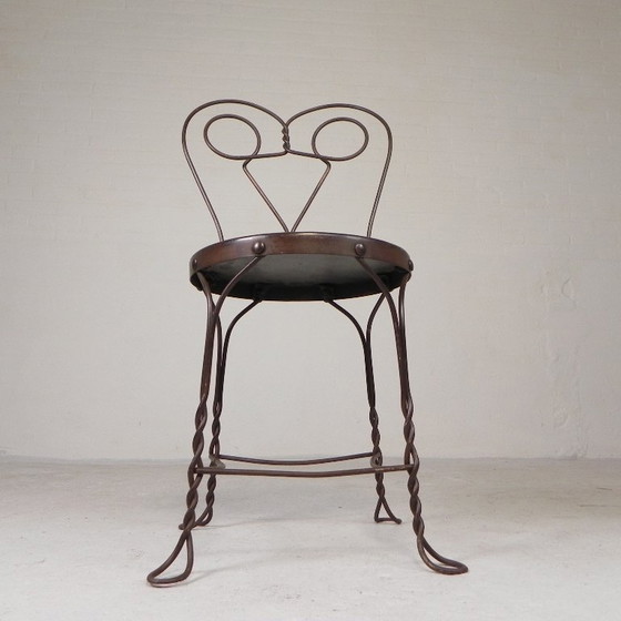 Image 1 of Elegant steel American ice cream parlor chair, 1940s