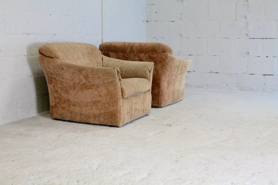 Image 1 of 2x Fauteuil Velours "Caramel Blond"