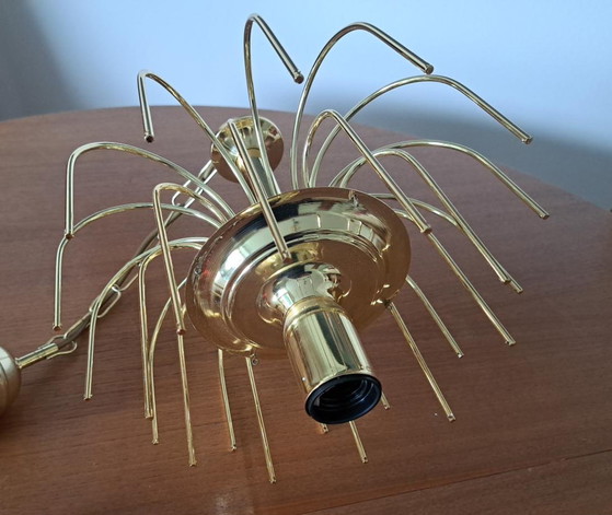 EMME PI LIGHT Italian Vintage Cascade Chandelier – Amber Glass & Brass – 1980s – Metal (photo 7 of 8)