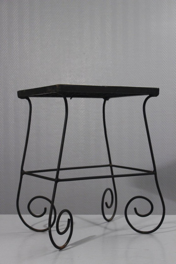 Image 1 of Vintage wrought iron and ceramic tile side table, 1950s design