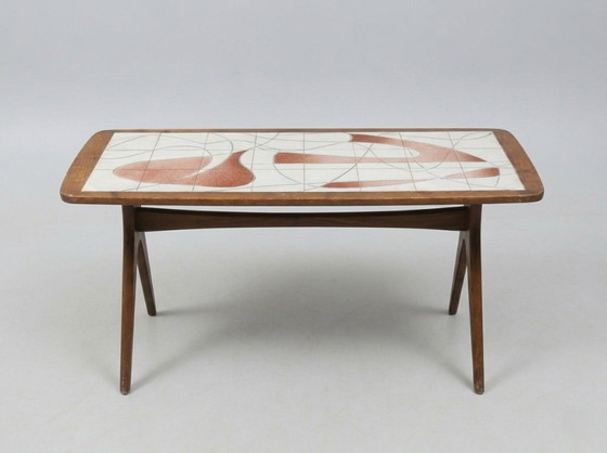 Image 1 of Vintage Scandinavian coffee table with tiled top - Edmund - 1950s