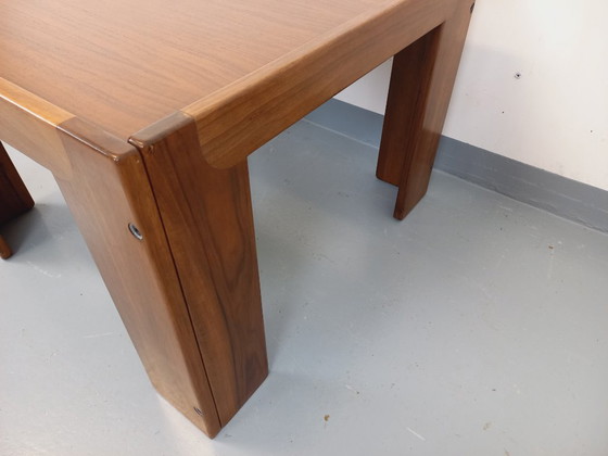 Image 1 of Vintage Italian square coffee table by Afra and Tobia Scarpa for Cassina in teak and walnut from the 60s 70s