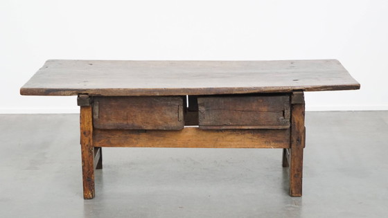Image 1 of Antique Spanish Coffee Table From The 17th Century With Two Drawers