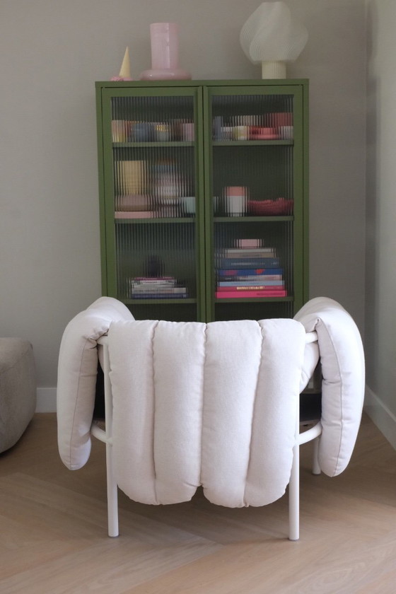 Sessel mit Fußhocker, weiß, Hem, Metall, Stoff, Creme, Modern (Foto 6 von 6)