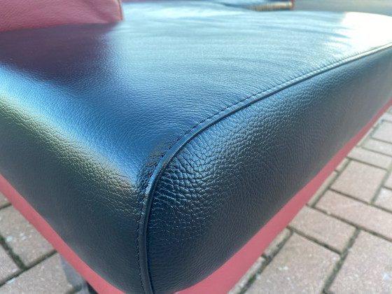 Image 1 of Divano angolare Montel in vera pelle rossa e nera