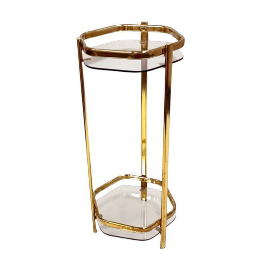 Image 1 of Bloemenstandaard in Franse mid-century modern stijl, jaren 70, messing en glas.