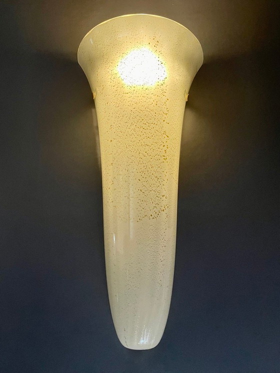 Image 1 of Vistosi Murano Glassworks, grande applique simple, verre artistique avec inclusions d'or. Italie, fin des années 1990, début