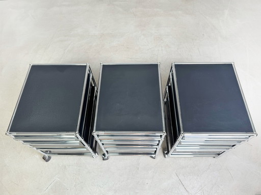 3x USM Haller Rollcontainer Büroschrank Fritz Haller Design Schwarz